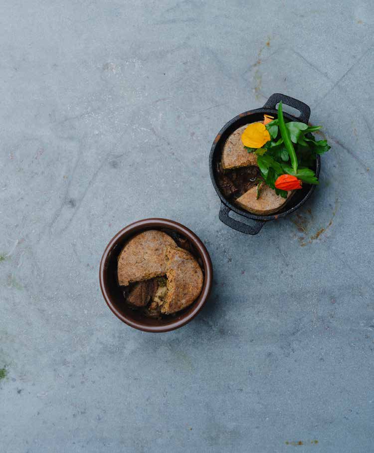 Pie med oksekød og svampe