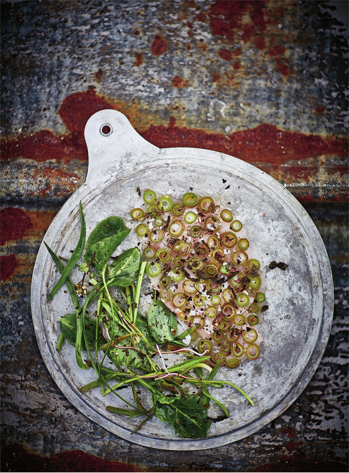 Strandceviche med japansk pileurt og strandsalat
